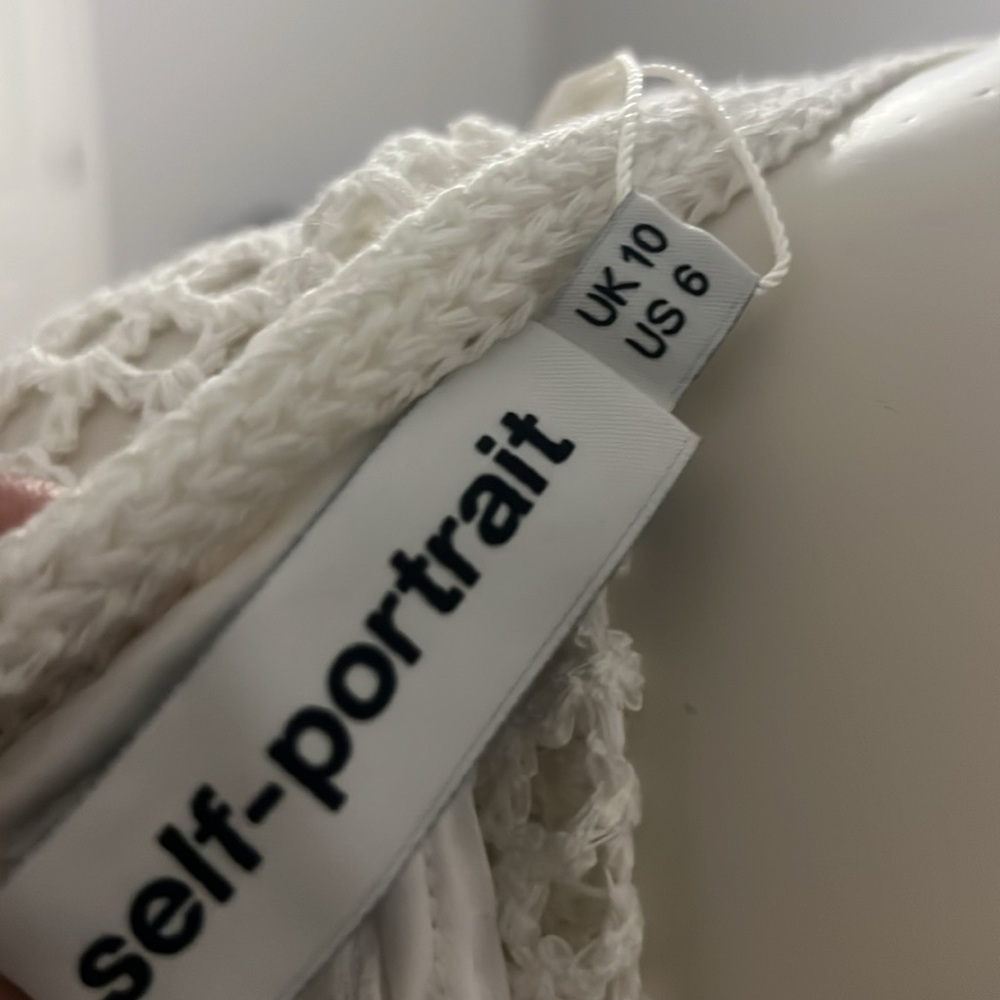 SELF-PORTRAIT Crochet Mini Dress Elegant White Crochet New with Tags $250 OBO. - Picture 10 of 11